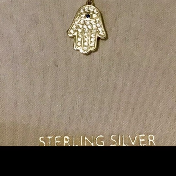 Stella Picciotto Sterling Silver Hamsa Hand Evil Eye Pendant Necklace - Picture 3 of 14